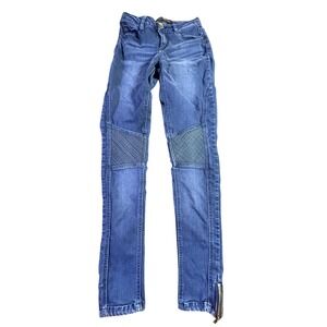 Twentyone Black Jeggings Moto Zipper Detail Mid Rise Blue‎ Size 0